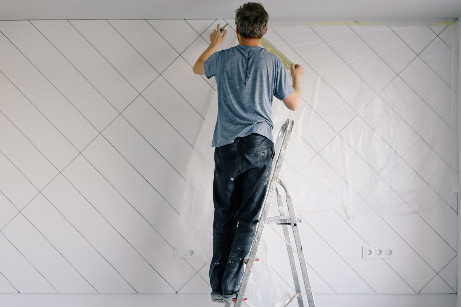Chantier de peinture en bâtiment